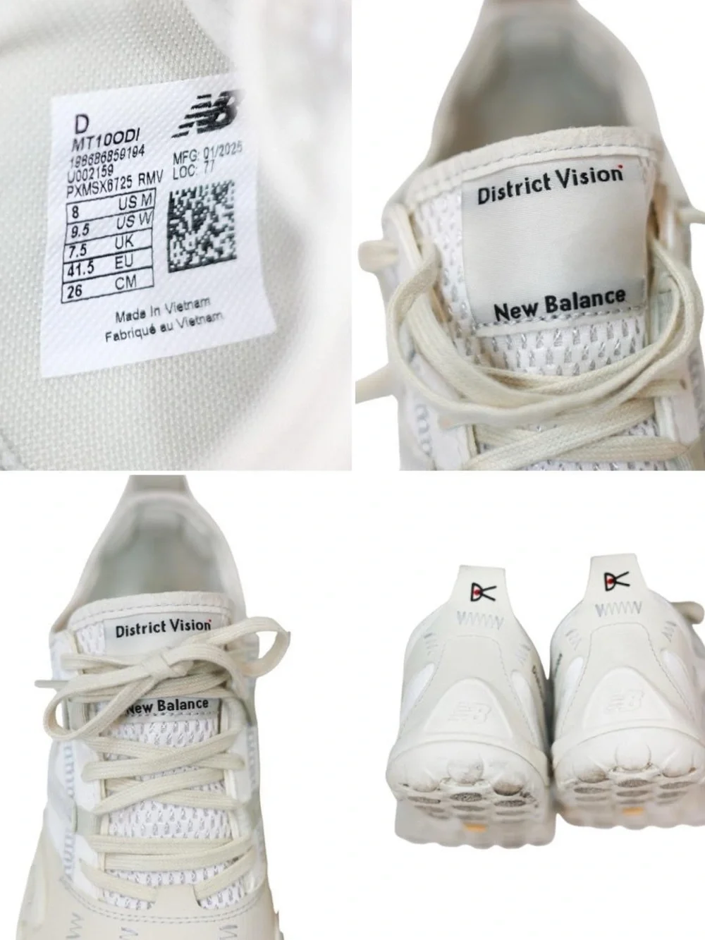 District Vision x New Balance MT100 Cloud Dancer Sneakers Men 8 Women 9.5